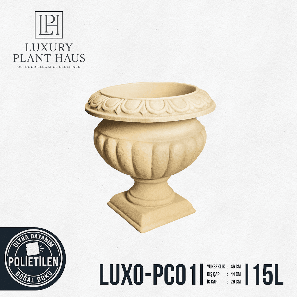 LUXO-PC01 Dış Mekan Saksı | Klasik Ayaklı Villa ve Bahçe Saksısı (44x46 cm – 15 Litre)